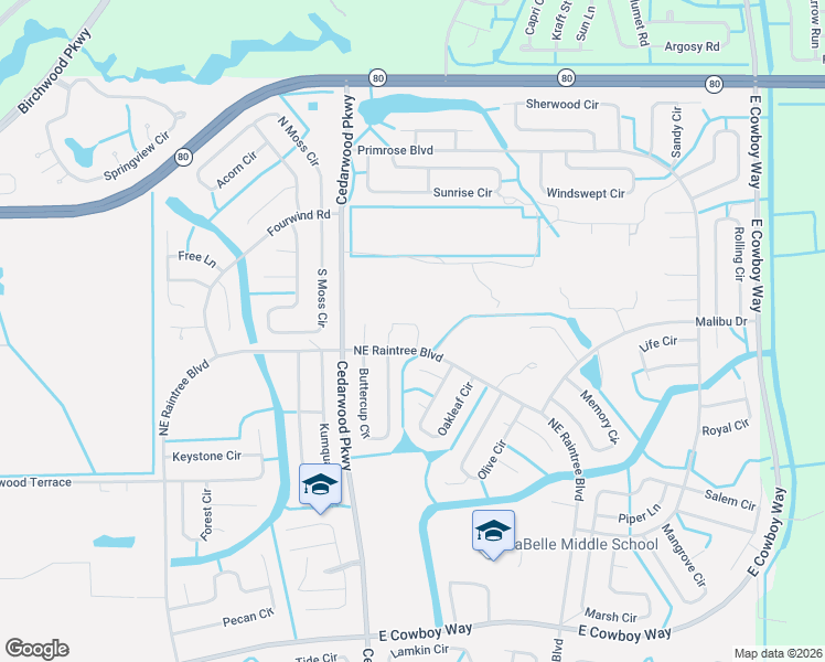 map of restaurants, bars, coffee shops, grocery stores, and more near 8108 Ace Court in LaBelle