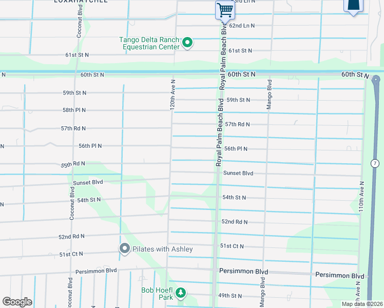 map of restaurants, bars, coffee shops, grocery stores, and more near 11884 56th Place North in West Palm Beach