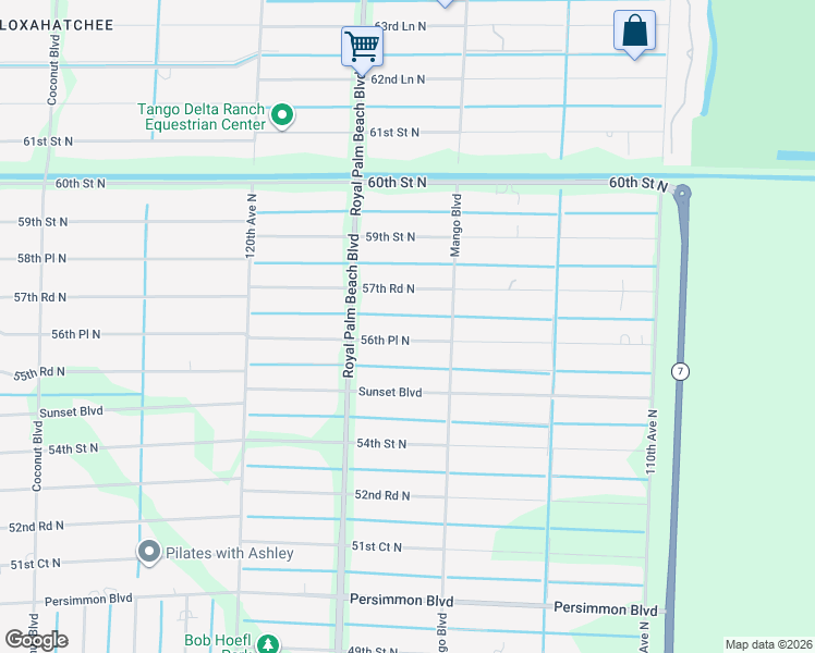 map of restaurants, bars, coffee shops, grocery stores, and more near 11650 56th Place North in West Palm Beach