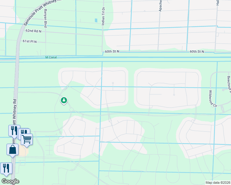 map of restaurants, bars, coffee shops, grocery stores, and more near 15973 Whippoorwill Circle in Loxahatchee