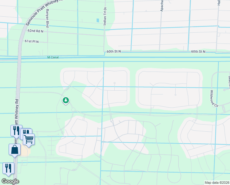map of restaurants, bars, coffee shops, grocery stores, and more near 15973 Whippoorwill Circle in Loxahatchee