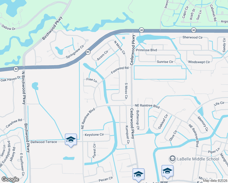 map of restaurants, bars, coffee shops, grocery stores, and more near 6010 Petal Court in LaBelle