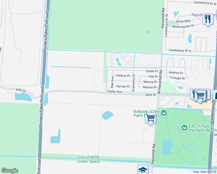 map of restaurants, bars, coffee shops, grocery stores, and more near 5697 Rae Avenue in West Palm Beach