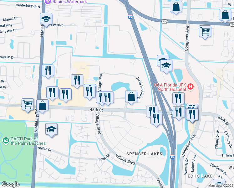 map of restaurants, bars, coffee shops, grocery stores, and more near 301 Northpoint Parkway in West Palm Beach