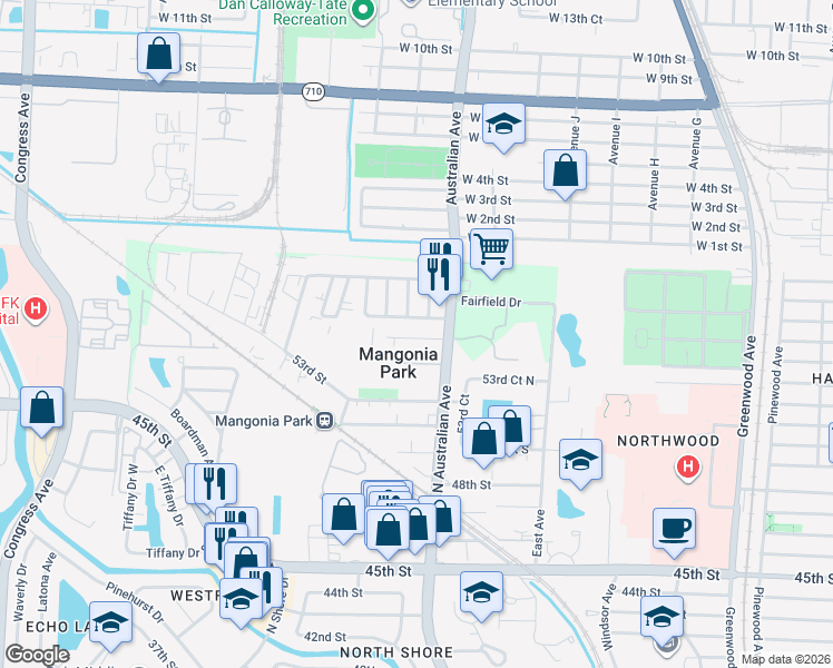 map of restaurants, bars, coffee shops, grocery stores, and more near 1213 Pioneer Road in West Palm Beach