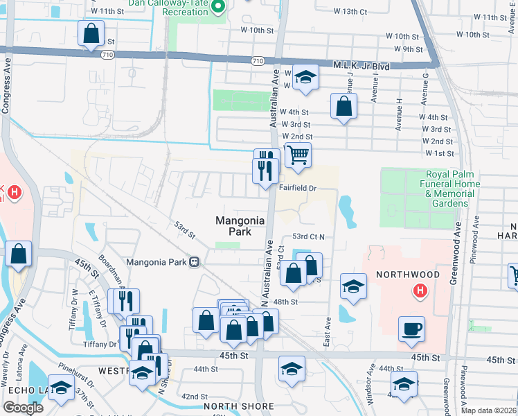 map of restaurants, bars, coffee shops, grocery stores, and more near 1207 Pioneer Road in West Palm Beach