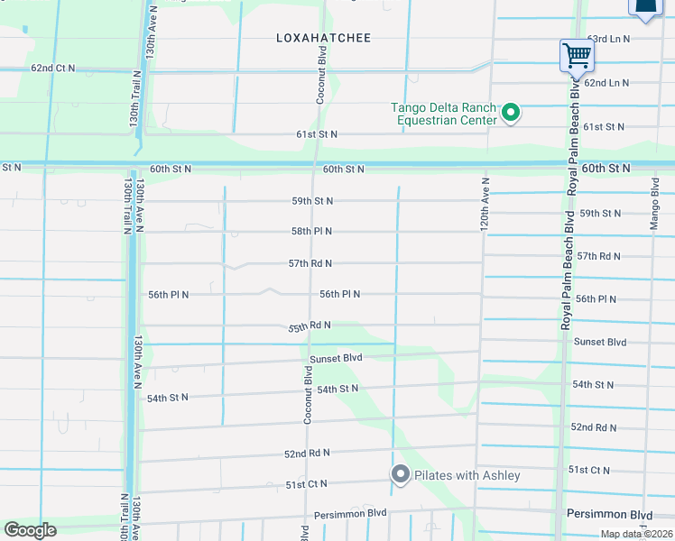 map of restaurants, bars, coffee shops, grocery stores, and more near 12436 57th Road North in West Palm Beach