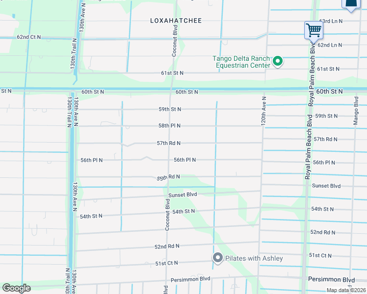 map of restaurants, bars, coffee shops, grocery stores, and more near 12436 57th Road North in West Palm Beach