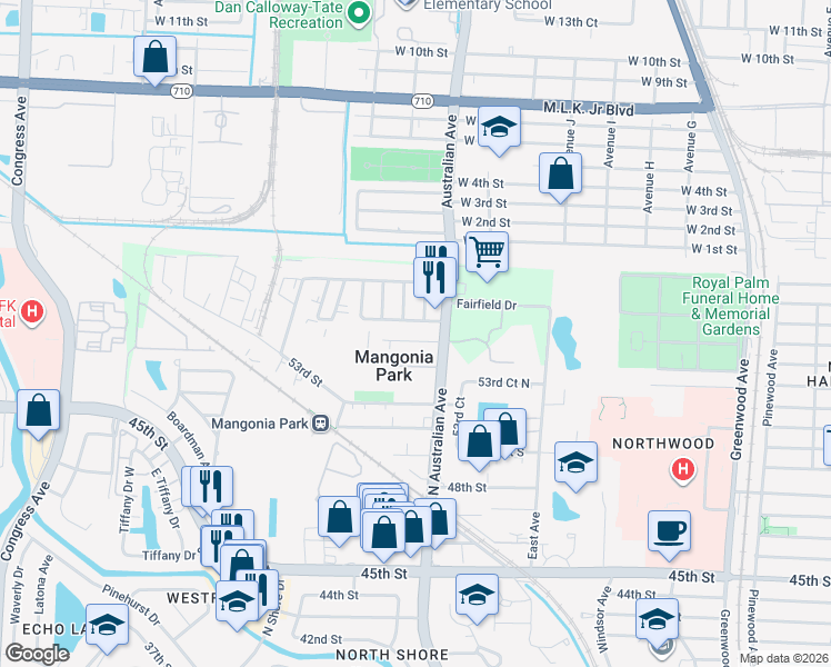 map of restaurants, bars, coffee shops, grocery stores, and more near 1211 Pioneer Road in West Palm Beach