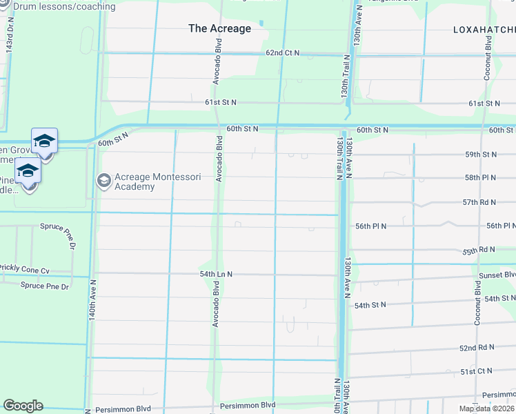map of restaurants, bars, coffee shops, grocery stores, and more near 13310 57th Pl N in West Palm Beach