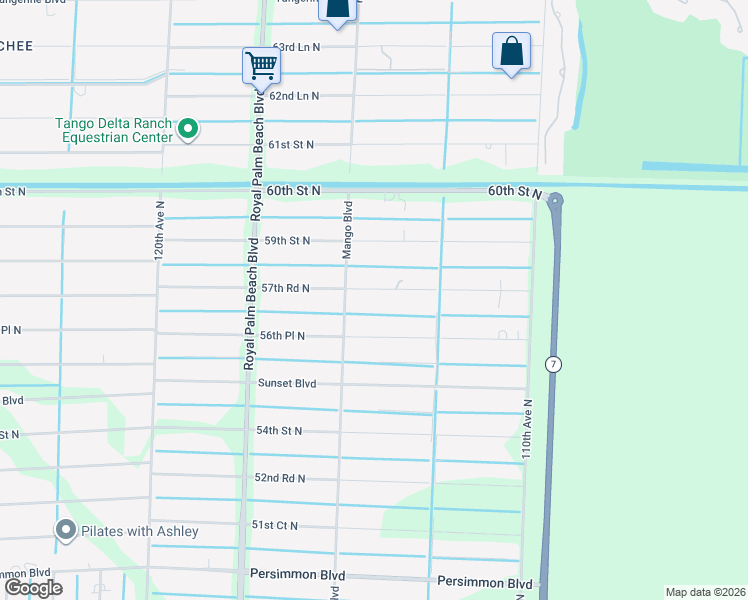 map of restaurants, bars, coffee shops, grocery stores, and more near 11448 57th Road North in West Palm Beach