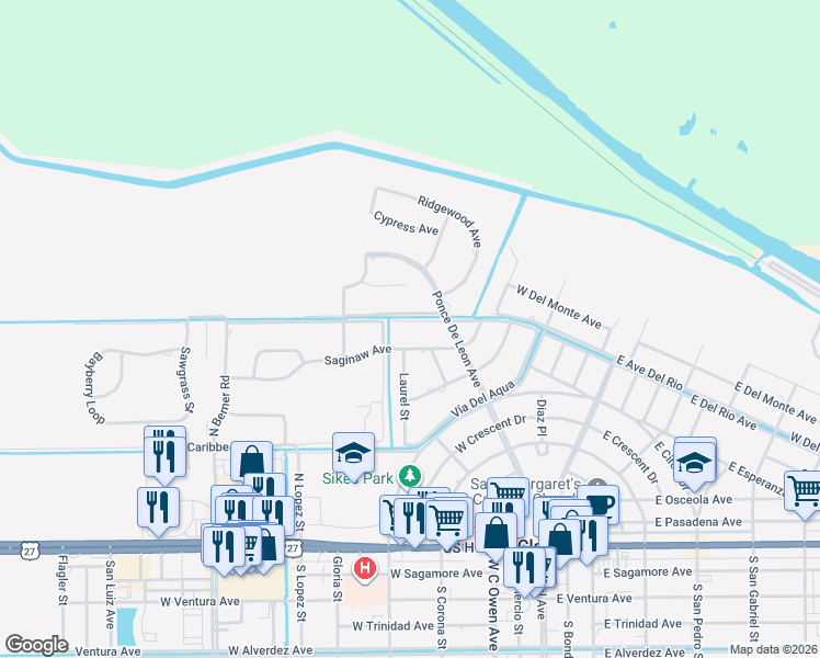 map of restaurants, bars, coffee shops, grocery stores, and more near 333 Saginaw Avenue in Clewiston