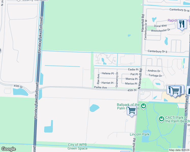 map of restaurants, bars, coffee shops, grocery stores, and more near 5697 Rae Avenue in West Palm Beach