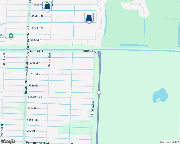 map of restaurants, bars, coffee shops, grocery stores, and more near 11063 57th Road North in West Palm Beach