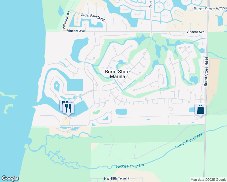 map of restaurants, bars, coffee shops, grocery stores, and more near 1633 Islamorada Boulevard in Punta Gorda