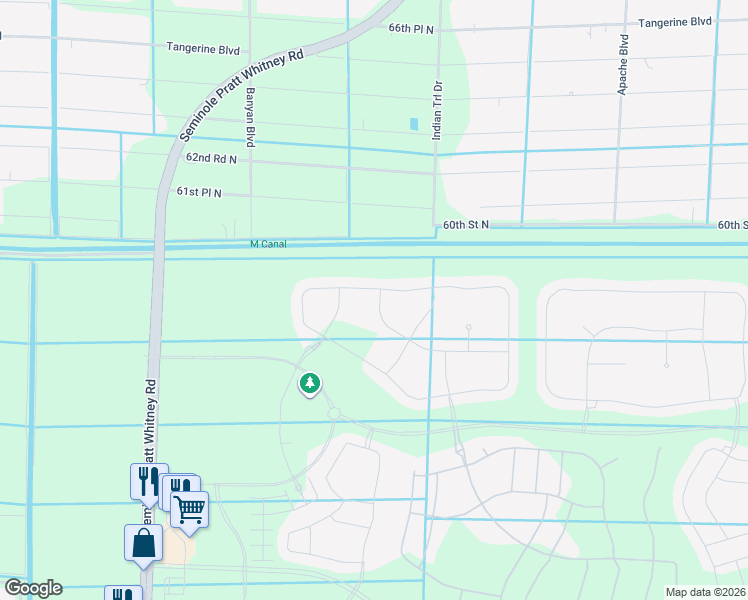 map of restaurants, bars, coffee shops, grocery stores, and more near 16072 Rain Lilly Way in Loxahatchee Groves