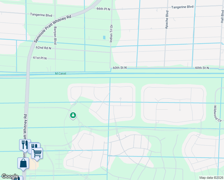 map of restaurants, bars, coffee shops, grocery stores, and more near 5964 Buttonbush Drive in Loxahatchee