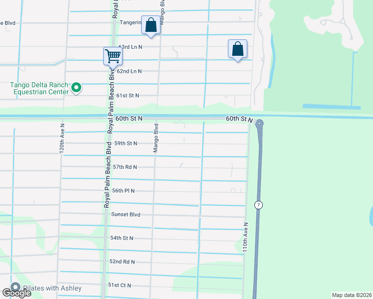 map of restaurants, bars, coffee shops, grocery stores, and more near 11382 59th Street North in West Palm Beach