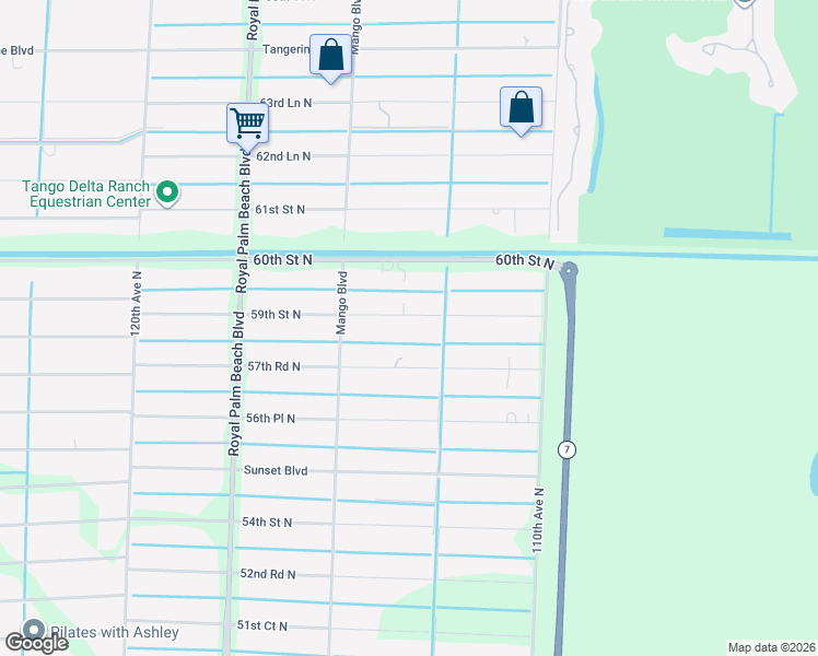 map of restaurants, bars, coffee shops, grocery stores, and more near 11382 59th Street North in West Palm Beach