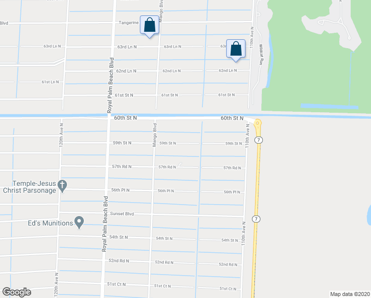 map of restaurants, bars, coffee shops, grocery stores, and more near 11382 59th Street North in West Palm Beach
