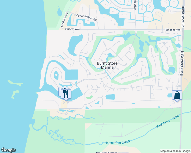 map of restaurants, bars, coffee shops, grocery stores, and more near 3700 Cobia Villas Court in Punta Gorda