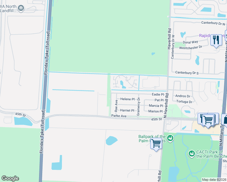 map of restaurants, bars, coffee shops, grocery stores, and more near 5484 Eadie Place in West Palm Beach