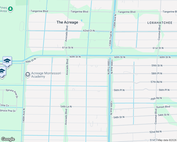 map of restaurants, bars, coffee shops, grocery stores, and more near 13222 58th Court North in Royal Palm Beach