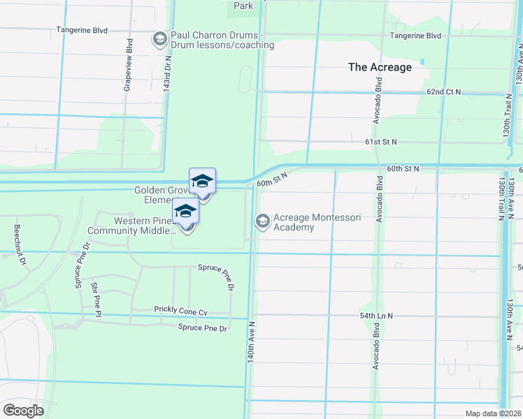 map of restaurants, bars, coffee shops, grocery stores, and more near 13880 58th Court North in West Palm Beach