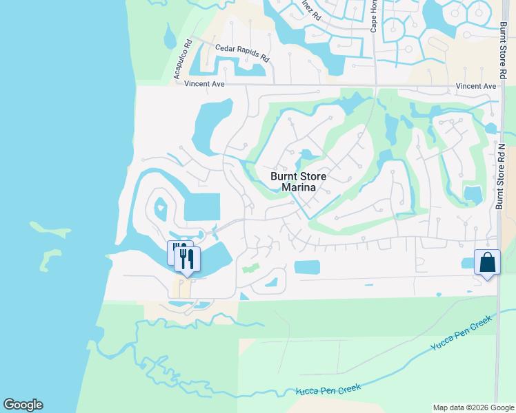 map of restaurants, bars, coffee shops, grocery stores, and more near 3700 Cobia Villas Court in Punta Gorda