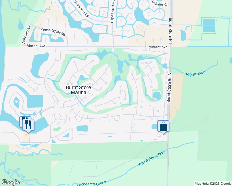 map of restaurants, bars, coffee shops, grocery stores, and more near 4001 Marianne Key Road in Punta Gorda