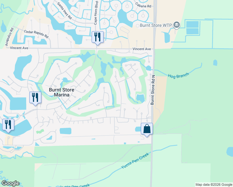 map of restaurants, bars, coffee shops, grocery stores, and more near 4900 Linkside Drive in Punta Gorda