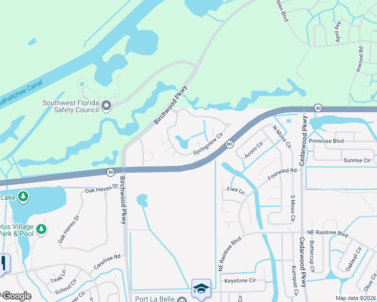 map of restaurants, bars, coffee shops, grocery stores, and more near 4506 Echo Court in LaBelle