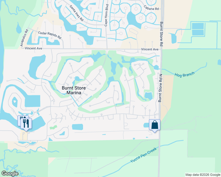 map of restaurants, bars, coffee shops, grocery stores, and more near 5050 Marianne Key Road in Punta Gorda