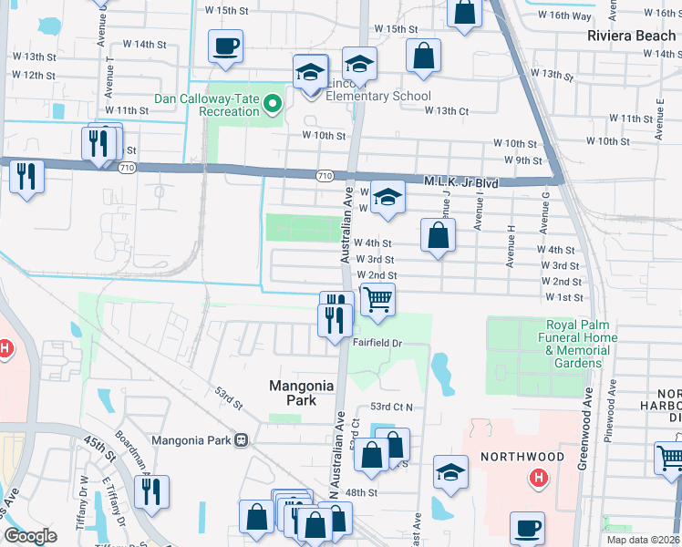 map of restaurants, bars, coffee shops, grocery stores, and more near 1201 West 2nd Street in West Palm Beach