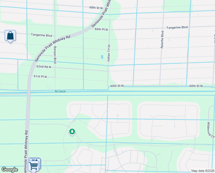 map of restaurants, bars, coffee shops, grocery stores, and more near Indian Trail Ranch Road in Loxahatchee