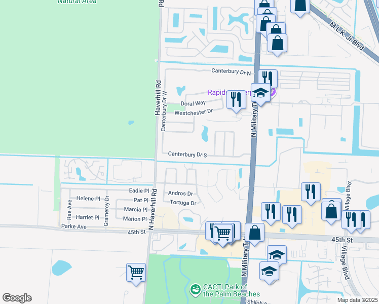 map of restaurants, bars, coffee shops, grocery stores, and more near 2546 Canterbury Dr S in Riviera Beach