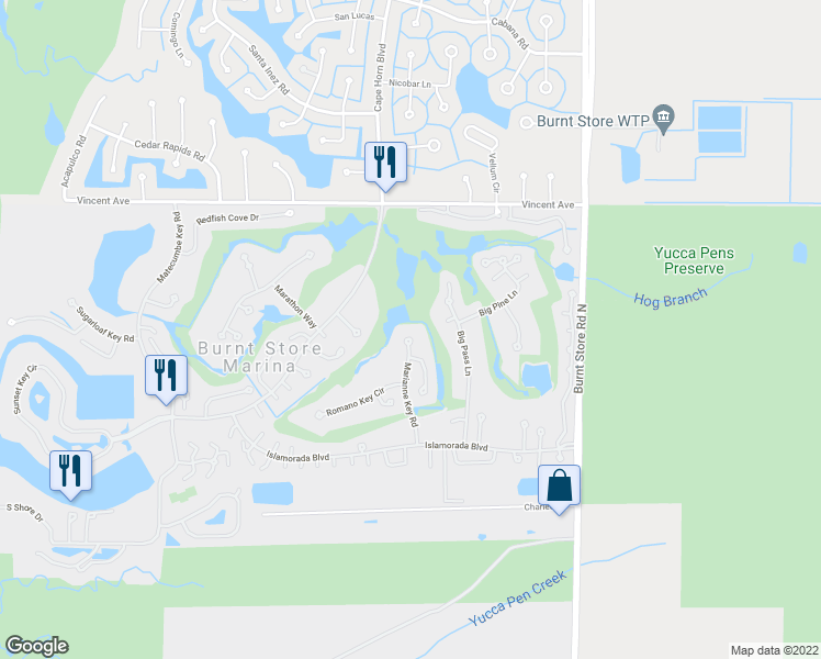 map of restaurants, bars, coffee shops, grocery stores, and more near 5050 Marianne Key Road in Punta Gorda