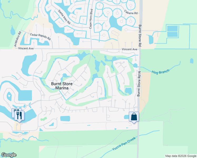 map of restaurants, bars, coffee shops, grocery stores, and more near 5050 Marianne Key Road in Punta Gorda