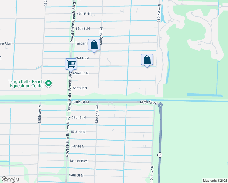 map of restaurants, bars, coffee shops, grocery stores, and more near 11350 61st Street North in West Palm Beach