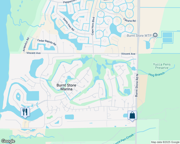 map of restaurants, bars, coffee shops, grocery stores, and more near 5071 Cape Cole Boulevard in Punta Gorda