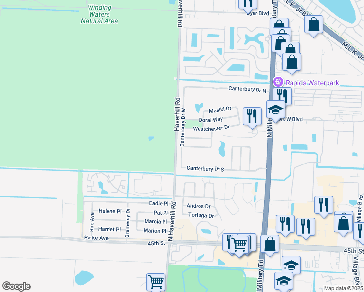 map of restaurants, bars, coffee shops, grocery stores, and more near 2559 Lochmore Road in Riviera Beach