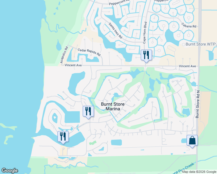 map of restaurants, bars, coffee shops, grocery stores, and more near 5001 Sable Key Circle in Punta Gorda