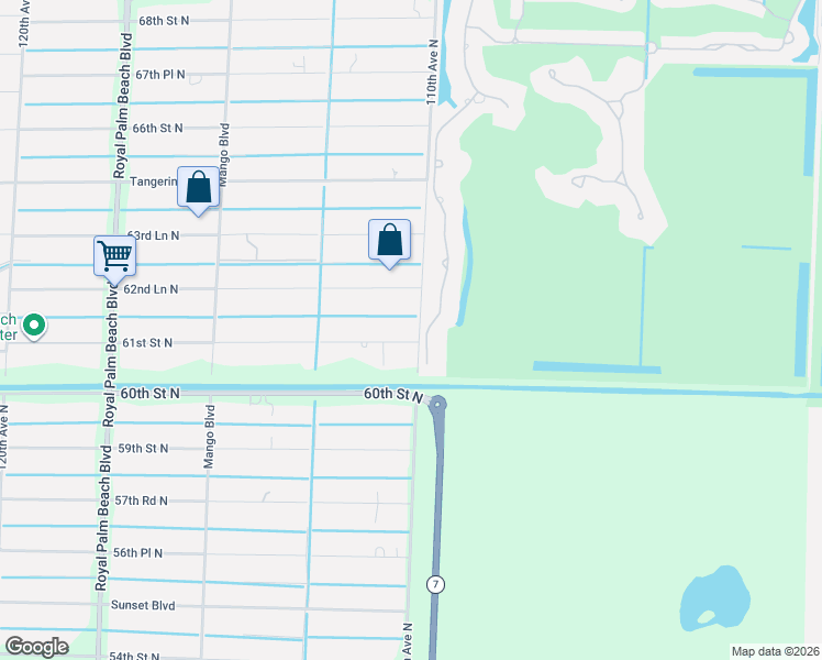 map of restaurants, bars, coffee shops, grocery stores, and more near 11061 61st Street North in West Palm Beach