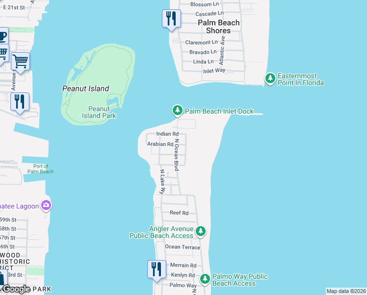map of restaurants, bars, coffee shops, grocery stores, and more near in Palm Beach