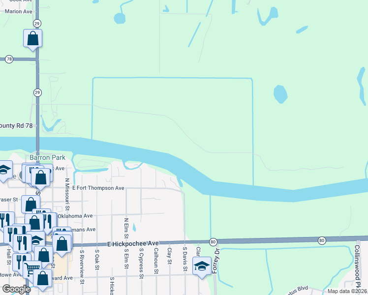 map of restaurants, bars, coffee shops, grocery stores, and more near 885 Riverbend Drive in LaBelle