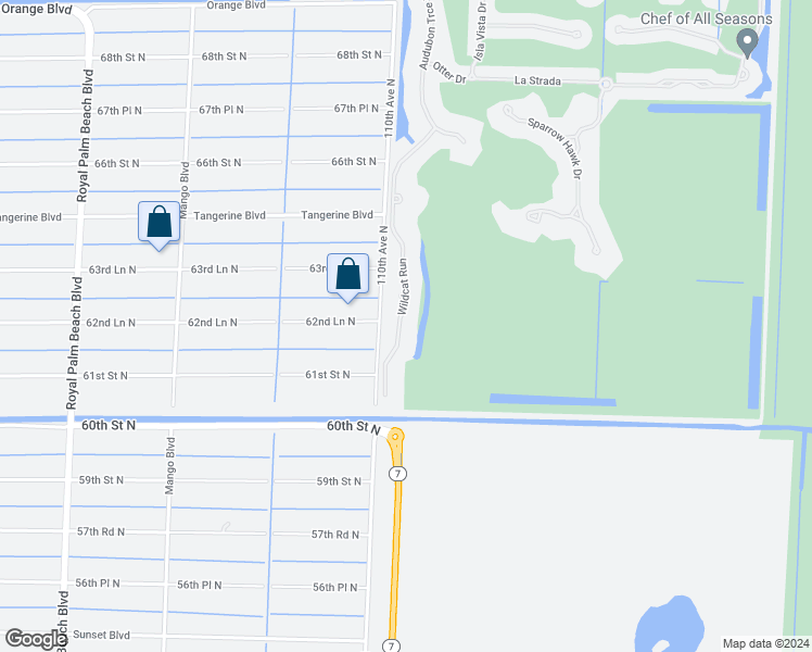 map of restaurants, bars, coffee shops, grocery stores, and more near 6082 Wildcat Run in West Palm Beach