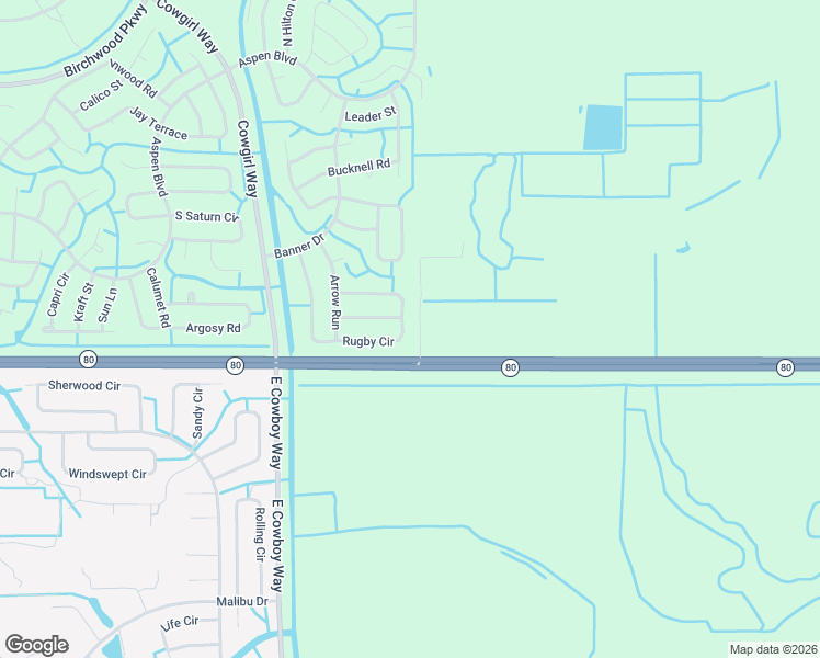 map of restaurants, bars, coffee shops, grocery stores, and more near Rugby Circle in LaBelle