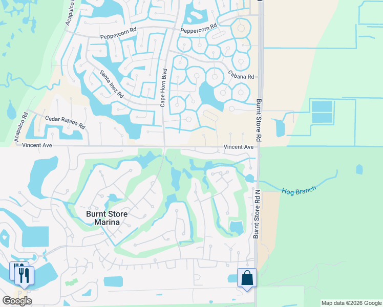 map of restaurants, bars, coffee shops, grocery stores, and more near 24351 Baltic Avenue in Punta Gorda