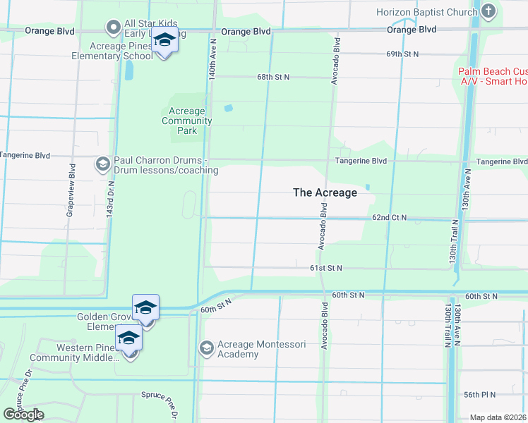 map of restaurants, bars, coffee shops, grocery stores, and more near 13785 62nd Court North in West Palm Beach