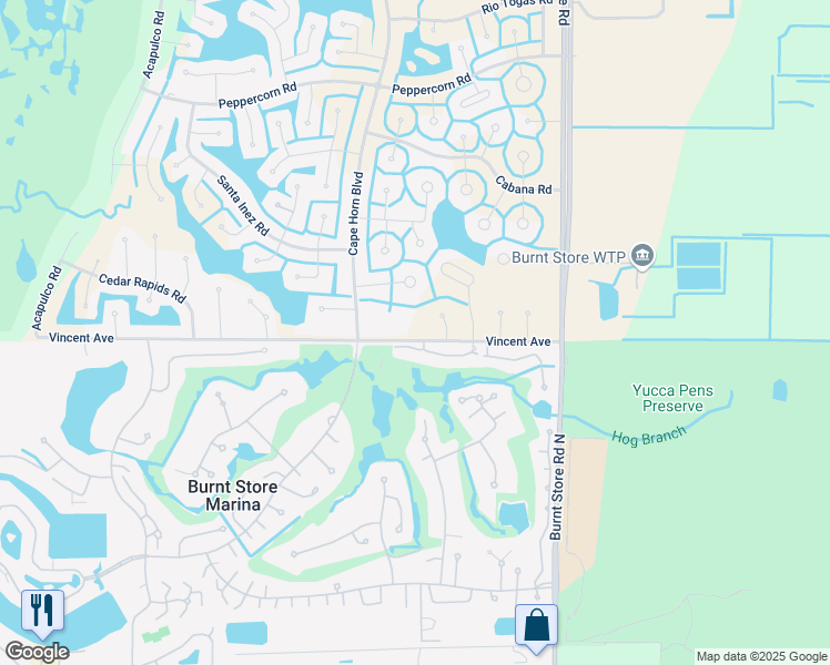 map of restaurants, bars, coffee shops, grocery stores, and more near 24344 Vincent Avenue in Punta Gorda